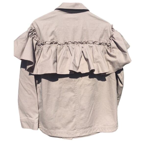 ASOS Womens ruffle collar jacket size 4 mauve cape western pink boho priaire - Picture 4 of 11